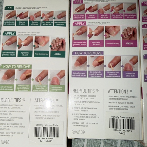 AMO Glam Press-On Nails - Pink, Black, White, Nude - Picture 2 of 2